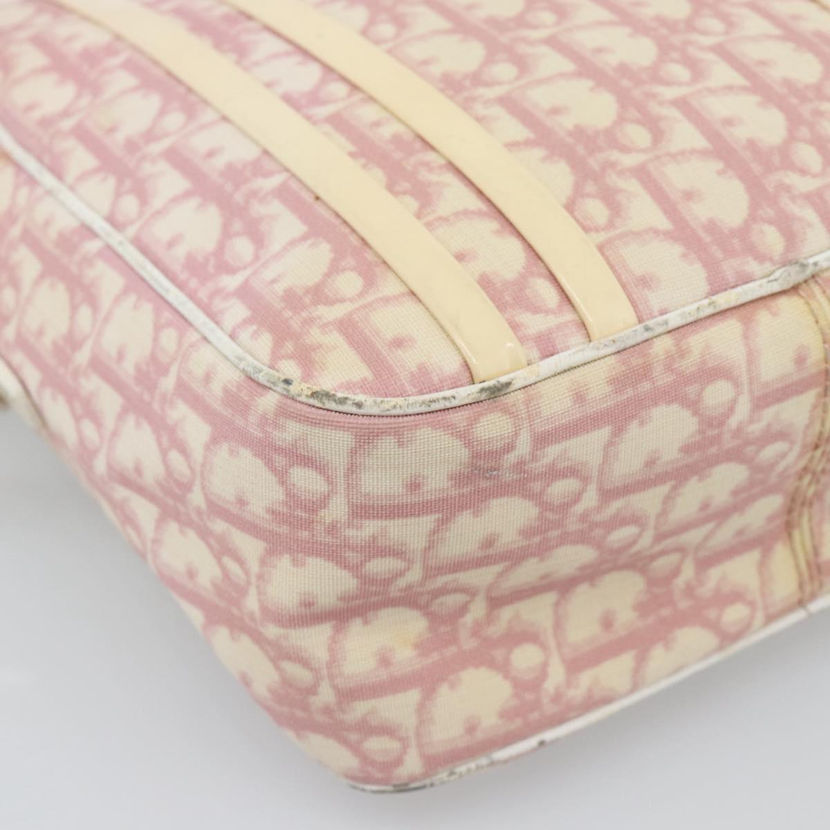Christian Dior Trotter Canvas Shoulder Bag PVC Pink Silver Auth BA13409