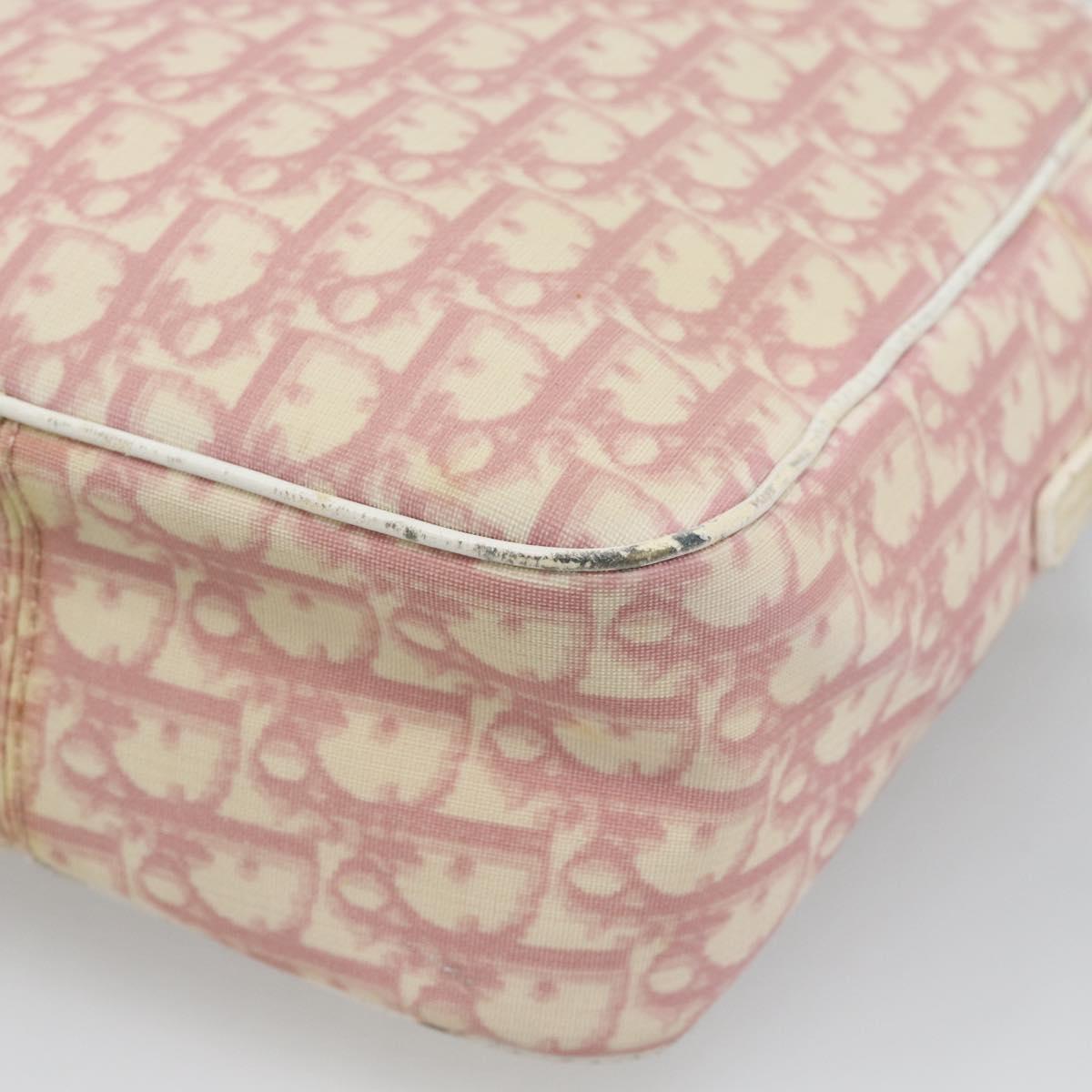 Christian Dior Trotter Canvas Shoulder Bag PVC Pink Silver Auth BA13409
