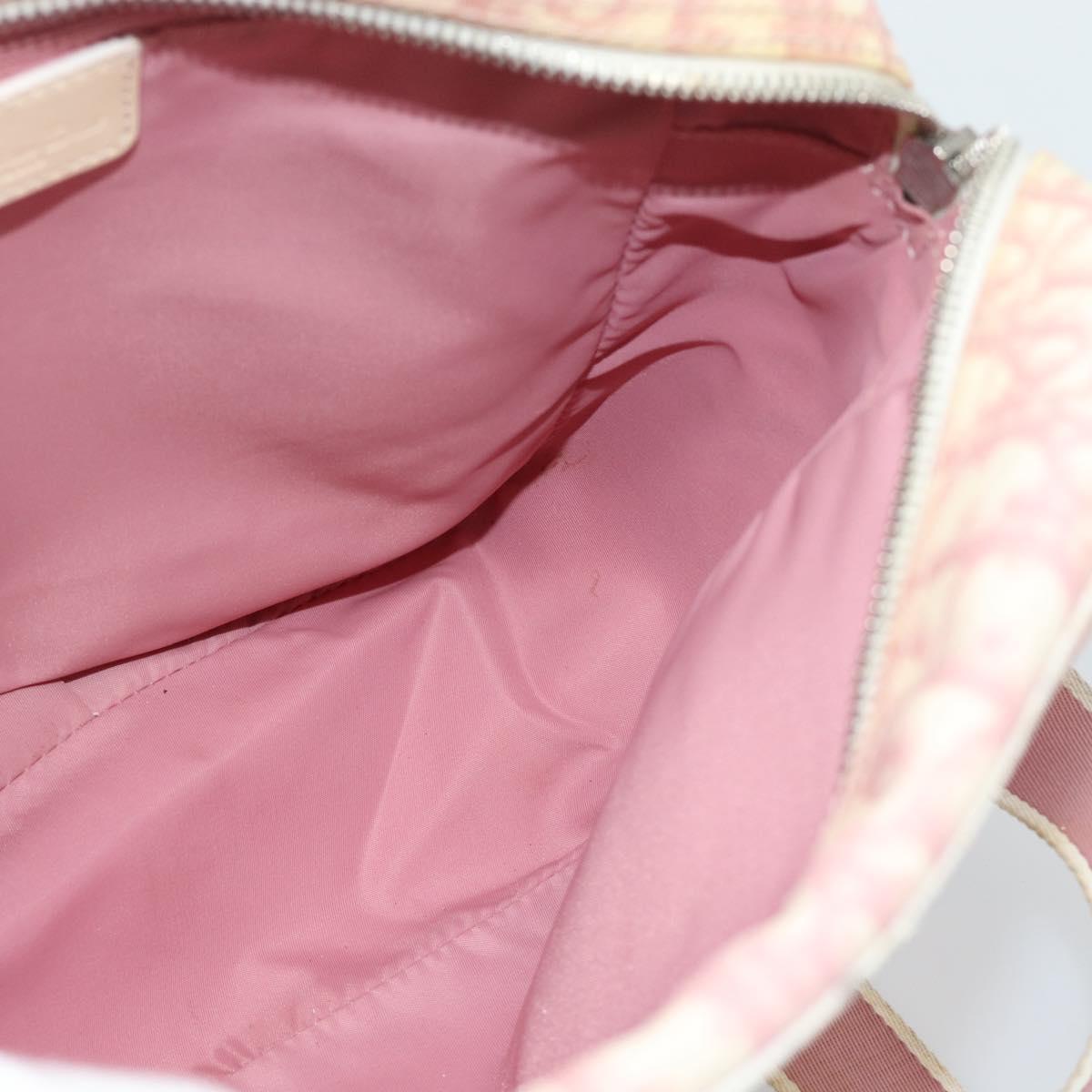 Christian Dior Trotter Canvas Shoulder Bag PVC Pink Silver Auth BA13409