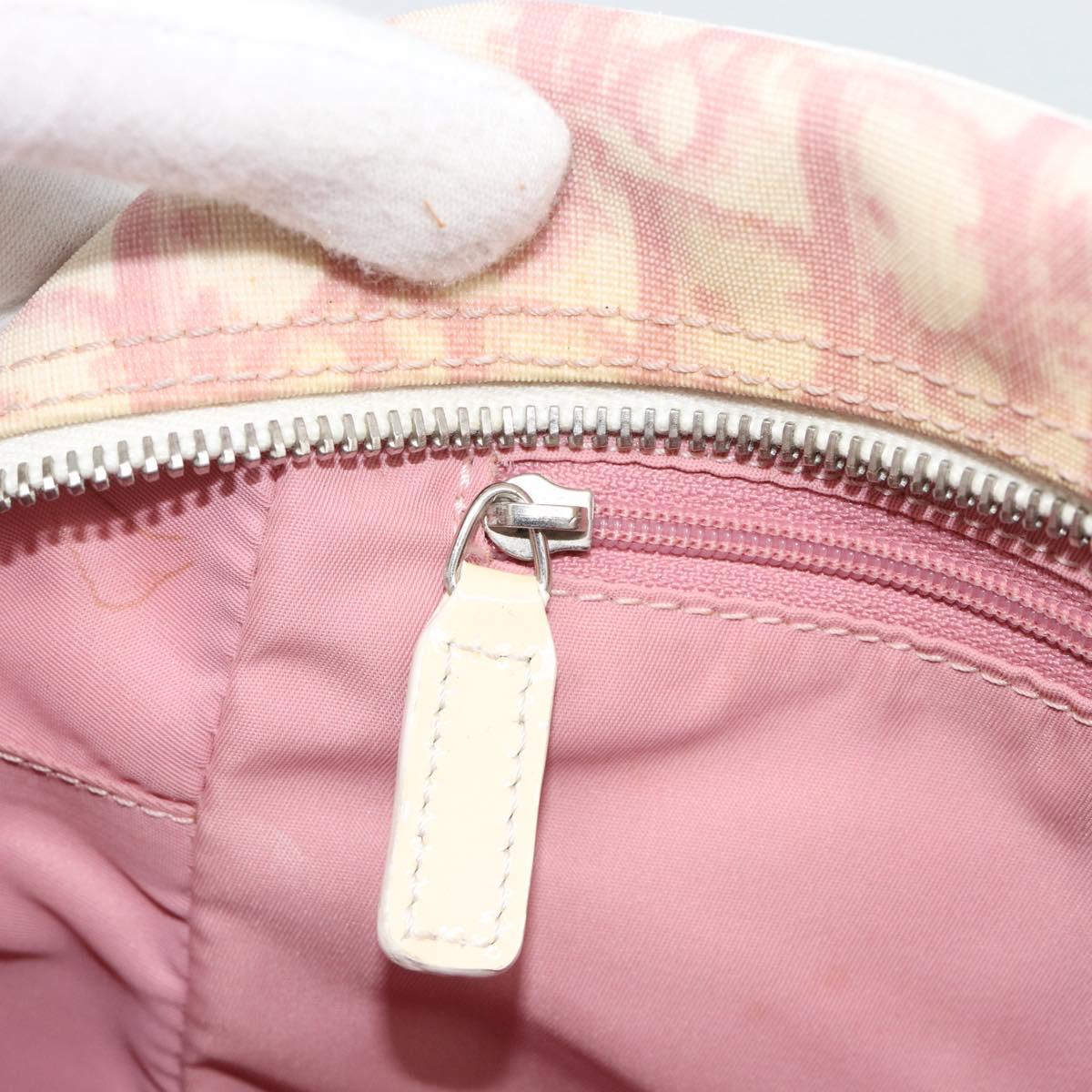 Christian Dior Trotter Canvas Shoulder Bag PVC Pink Silver Auth BA13409