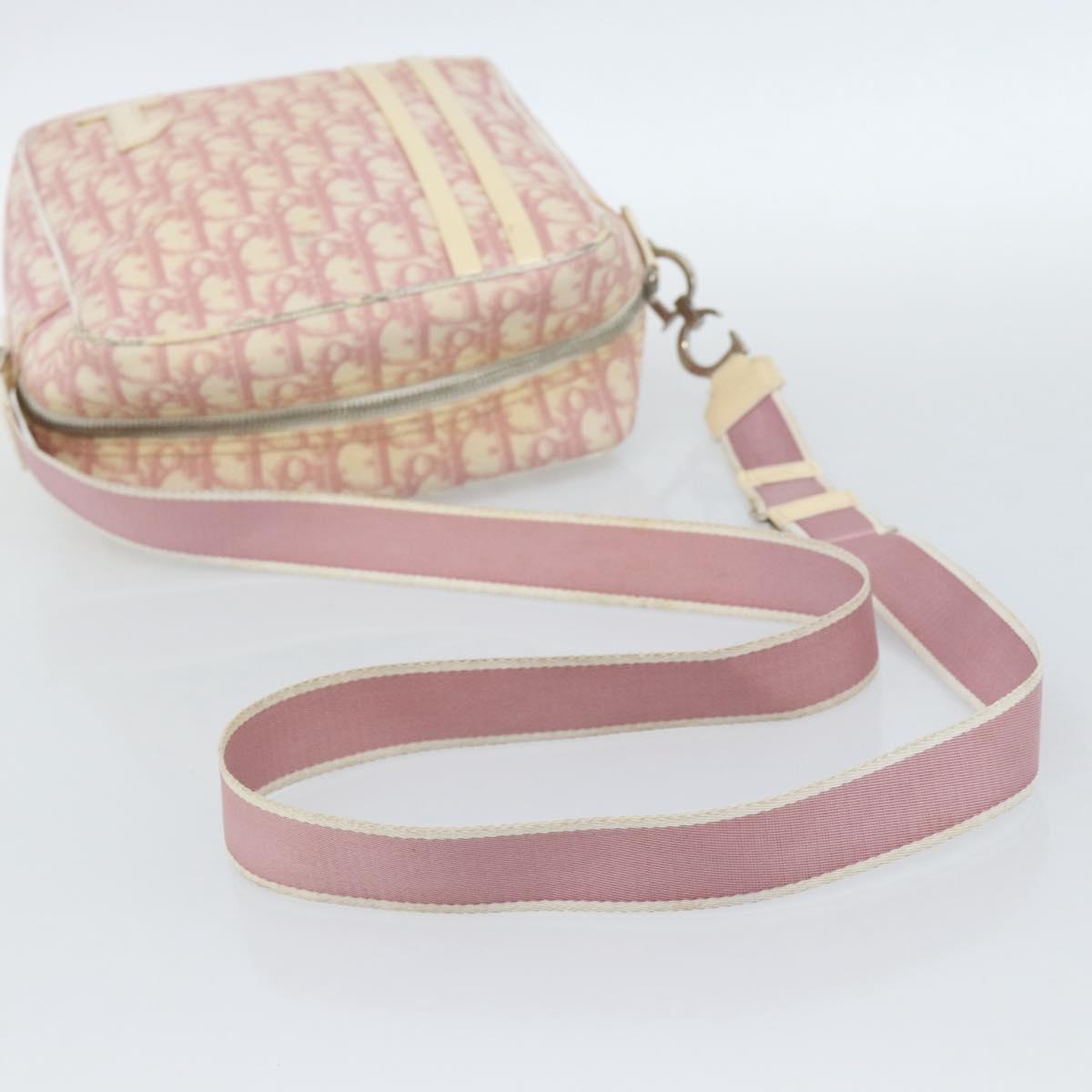 Christian Dior Trotter Canvas Shoulder Bag PVC Pink Silver Auth BA13409