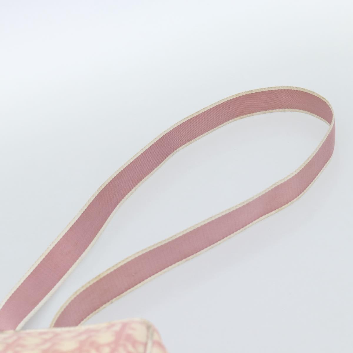Christian Dior Trotter Canvas Shoulder Bag PVC Pink Silver Auth BA13409