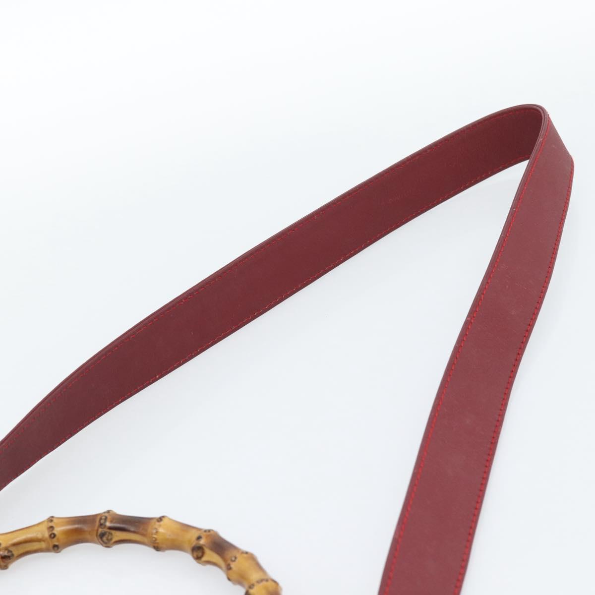 GUCCI Bamboo Hand Bag Suede 2way Red Gold Auth BA13410