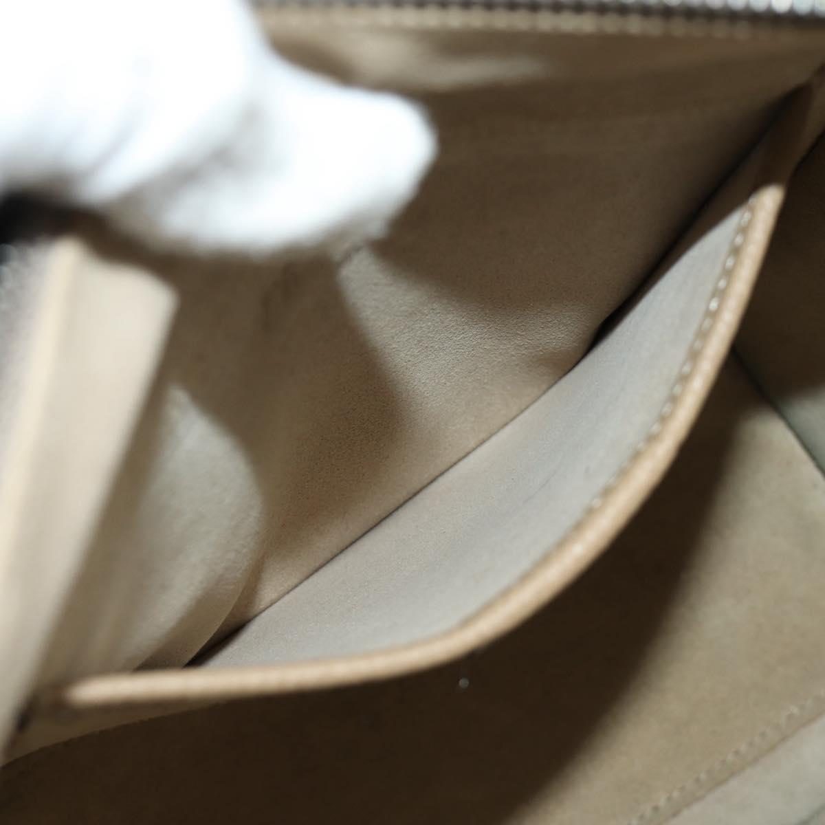 CELINE Luggage Nano Shopper Hand Bag Leather 2way Beige Silver Auth BA13413V