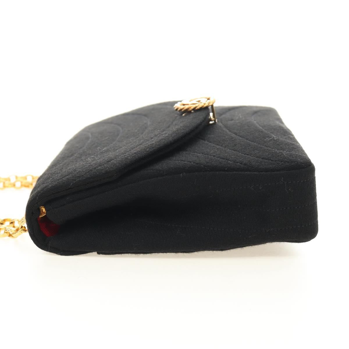 CHANEL Chain Shoulder Bag Cotton Black Gold CC Auth BA13415V