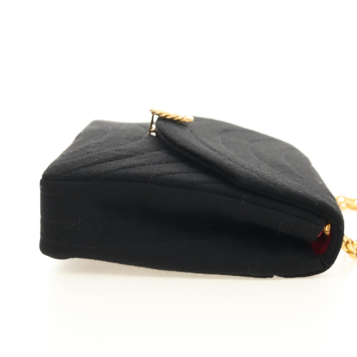 CHANEL Chain Shoulder Bag Cotton Black Gold CC Auth BA13415V