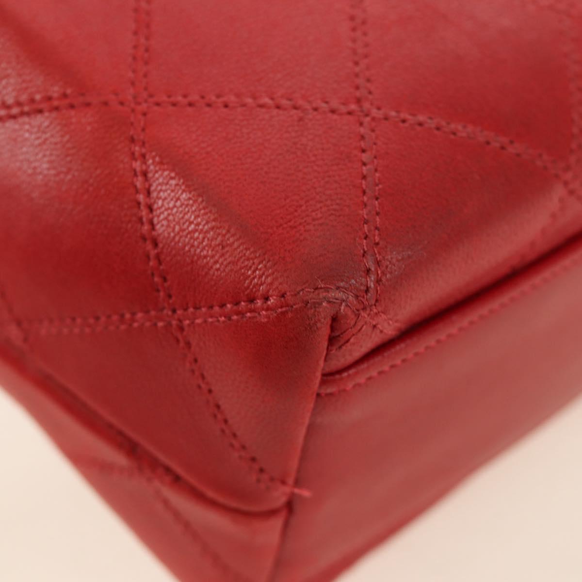 CHANEL Bicolore Chain Shoulder Bag Lamb Skin Red Gold CC Auth BA13416V