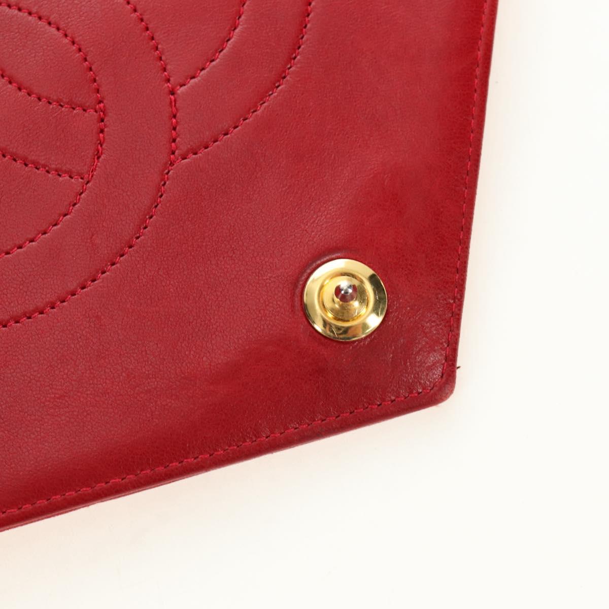 CHANEL Bicolore Chain Shoulder Bag Lamb Skin Red Gold CC Auth BA13416V