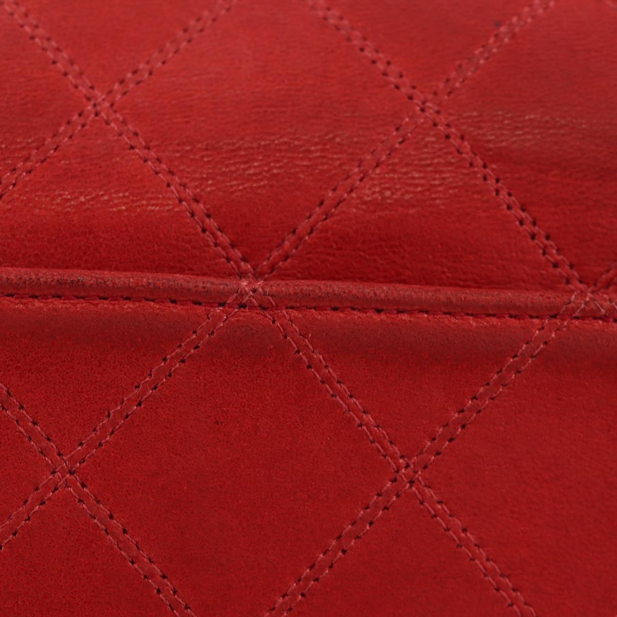 CHANEL Bicolore Chain Shoulder Bag Lamb Skin Red Gold CC Auth BA13416V