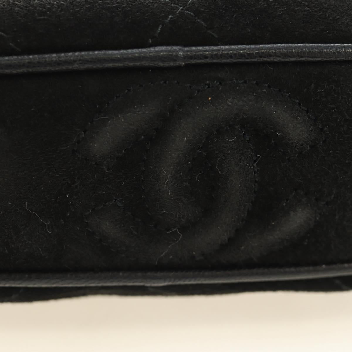 CHANEL Matelasse Chain Hand Bag Suede Black Gold CC Auth BA13417V