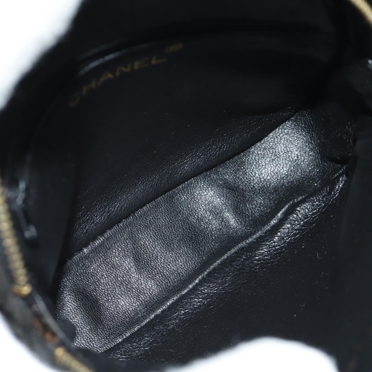 CHANEL Matelasse Chain Hand Bag Suede Black Gold CC Auth BA13417V