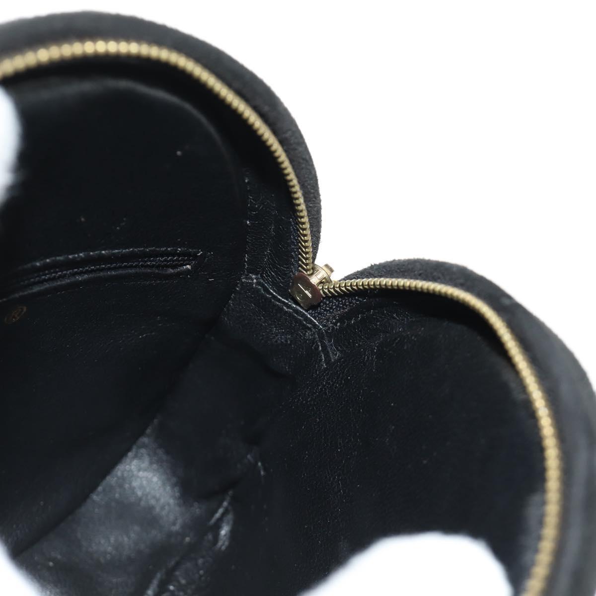 CHANEL Matelasse Chain Hand Bag Suede Black Gold CC Auth BA13417V