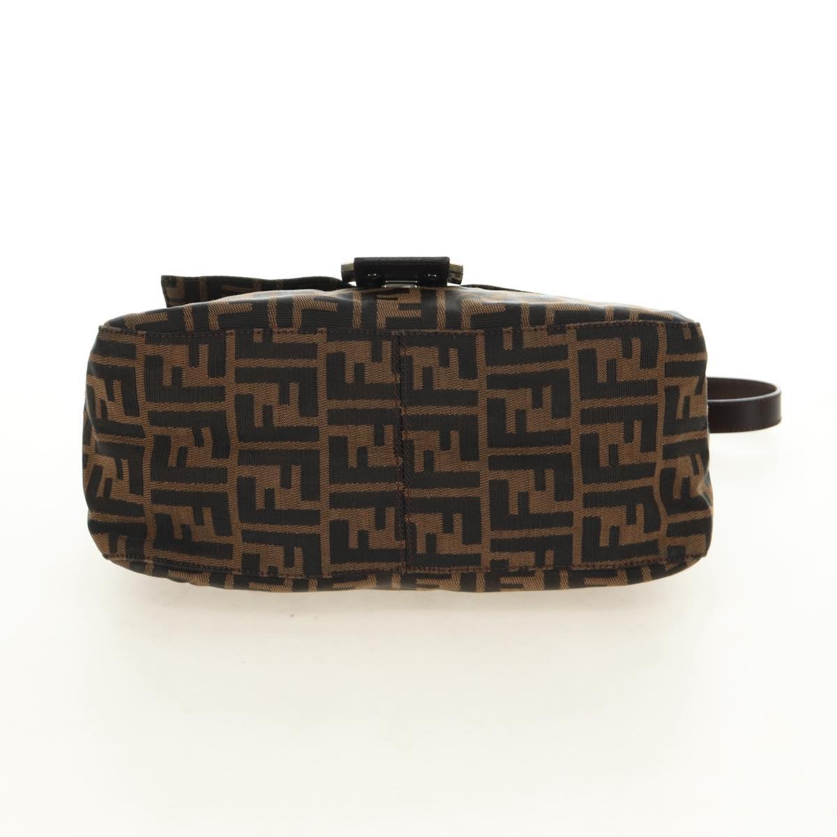 FENDI Zucca Canvas Mamma Baguette Shoulder Bag Black Brown Auth BA13419SAV
