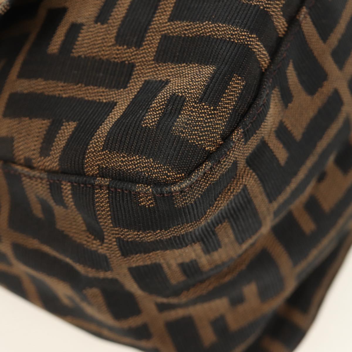 FENDI Zucca Canvas Mamma Baguette Shoulder Bag Black Brown Auth BA13419SAV