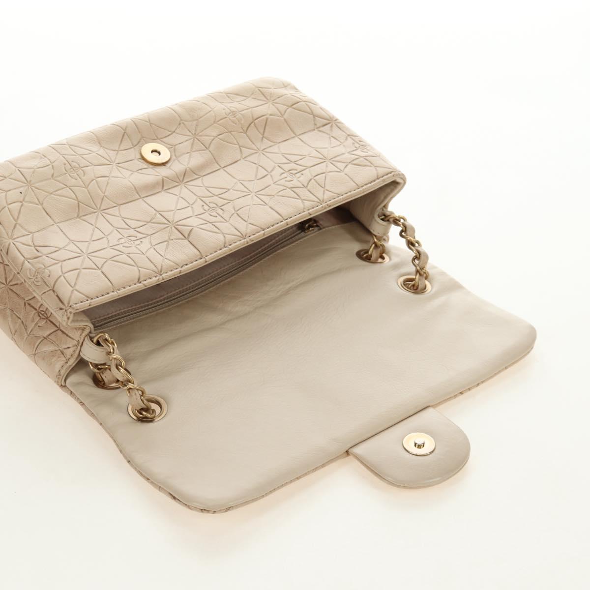 CHANEL Paris Moscou Musique Chain Bag Lamb Skin Beige Gold CC Auth BA13420SM