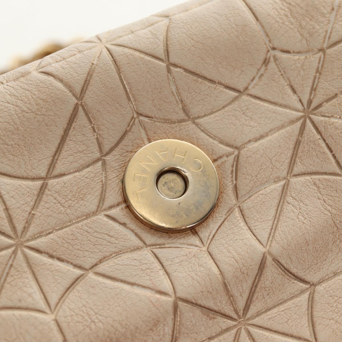 CHANEL Paris Moscou Musique Chain Bag Lamb Skin Beige Gold CC Auth BA13420SM