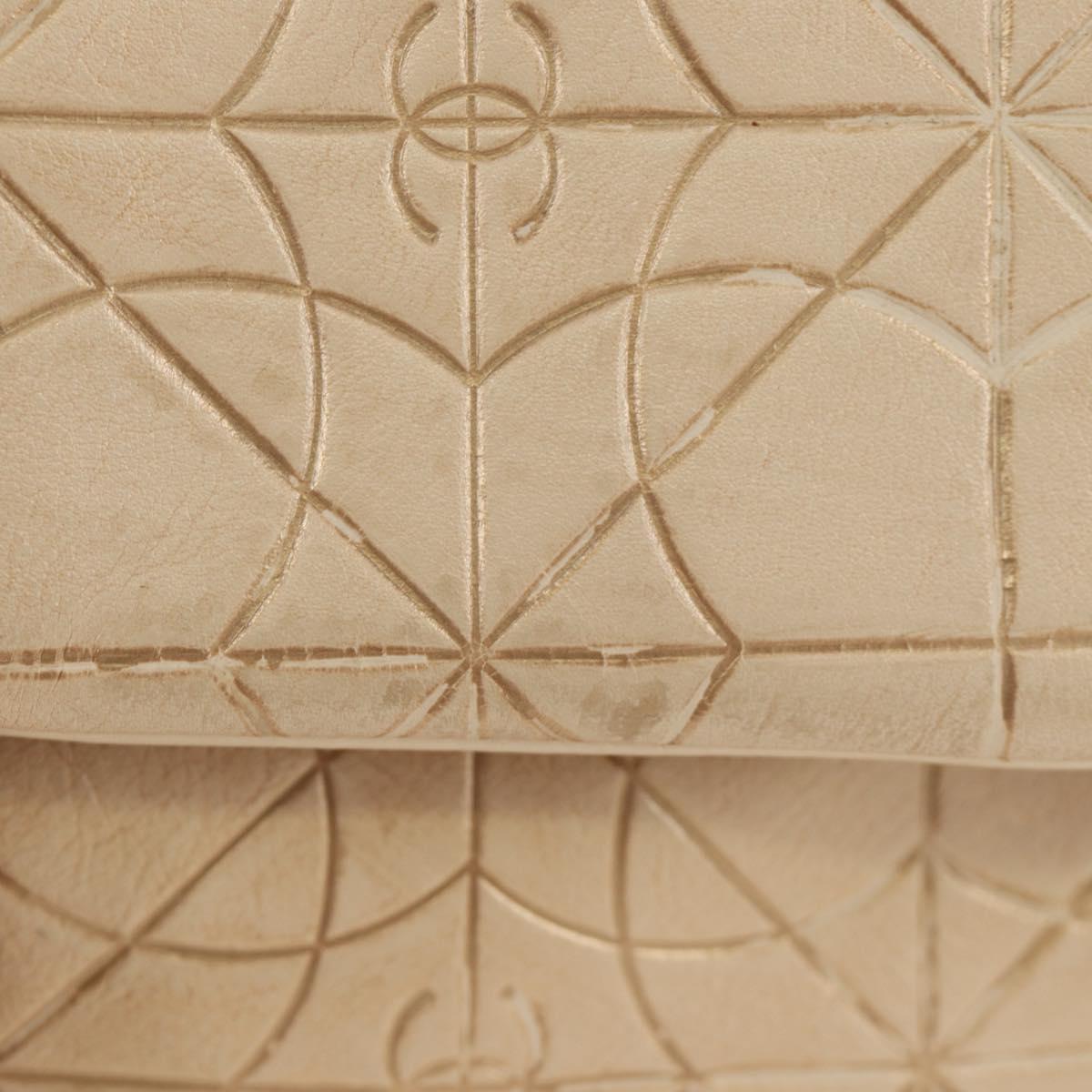 CHANEL Paris Moscou Musique Chain Bag Lamb Skin Beige Gold CC Auth BA13420SM
