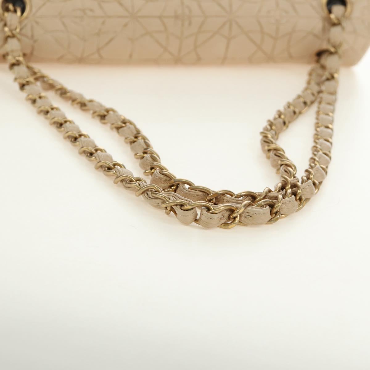 CHANEL Paris Moscou Musique Chain Bag Lamb Skin Beige Gold CC Auth BA13420SM