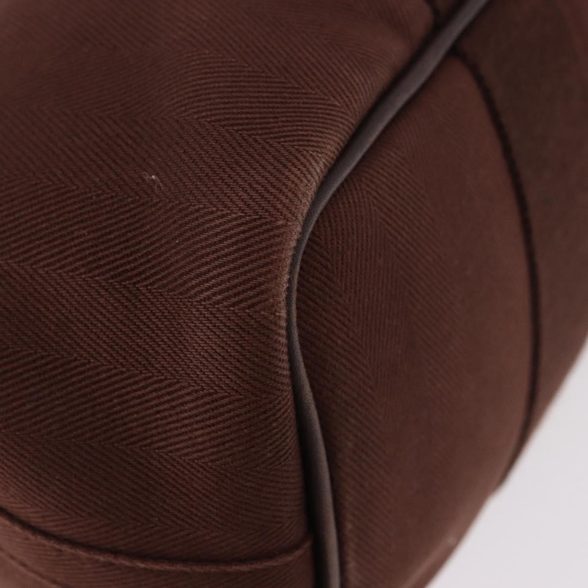 HERMES Valparaiso PM Hand Bag Canvas Leather Brown Silver Auth BA13422