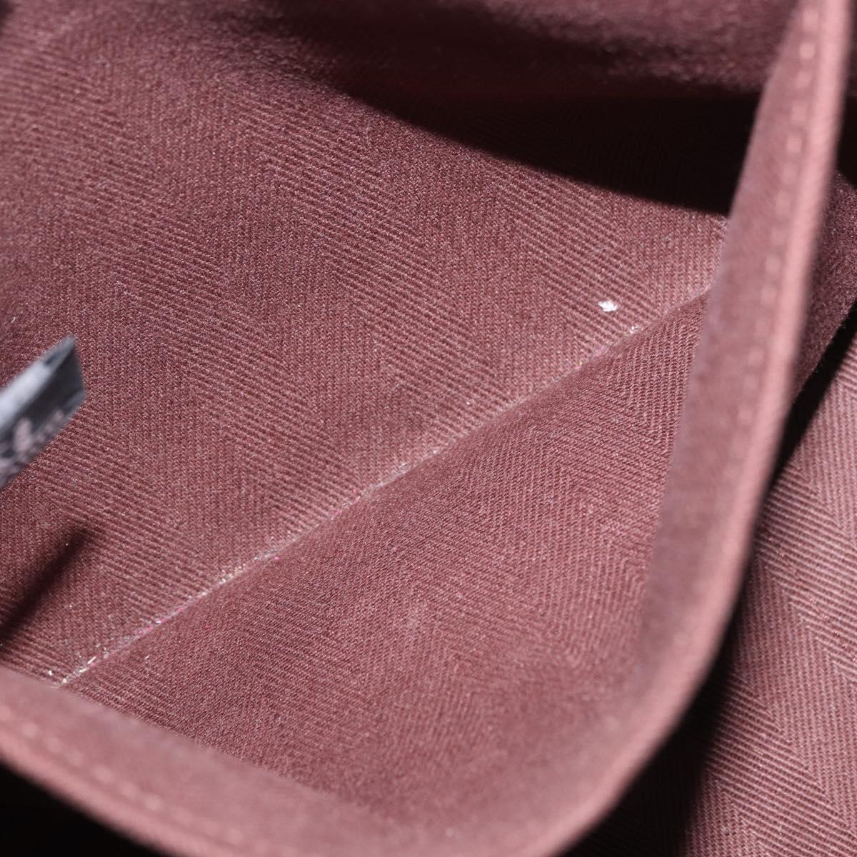 HERMES Valparaiso PM Hand Bag Canvas Leather Brown Silver Auth BA13422