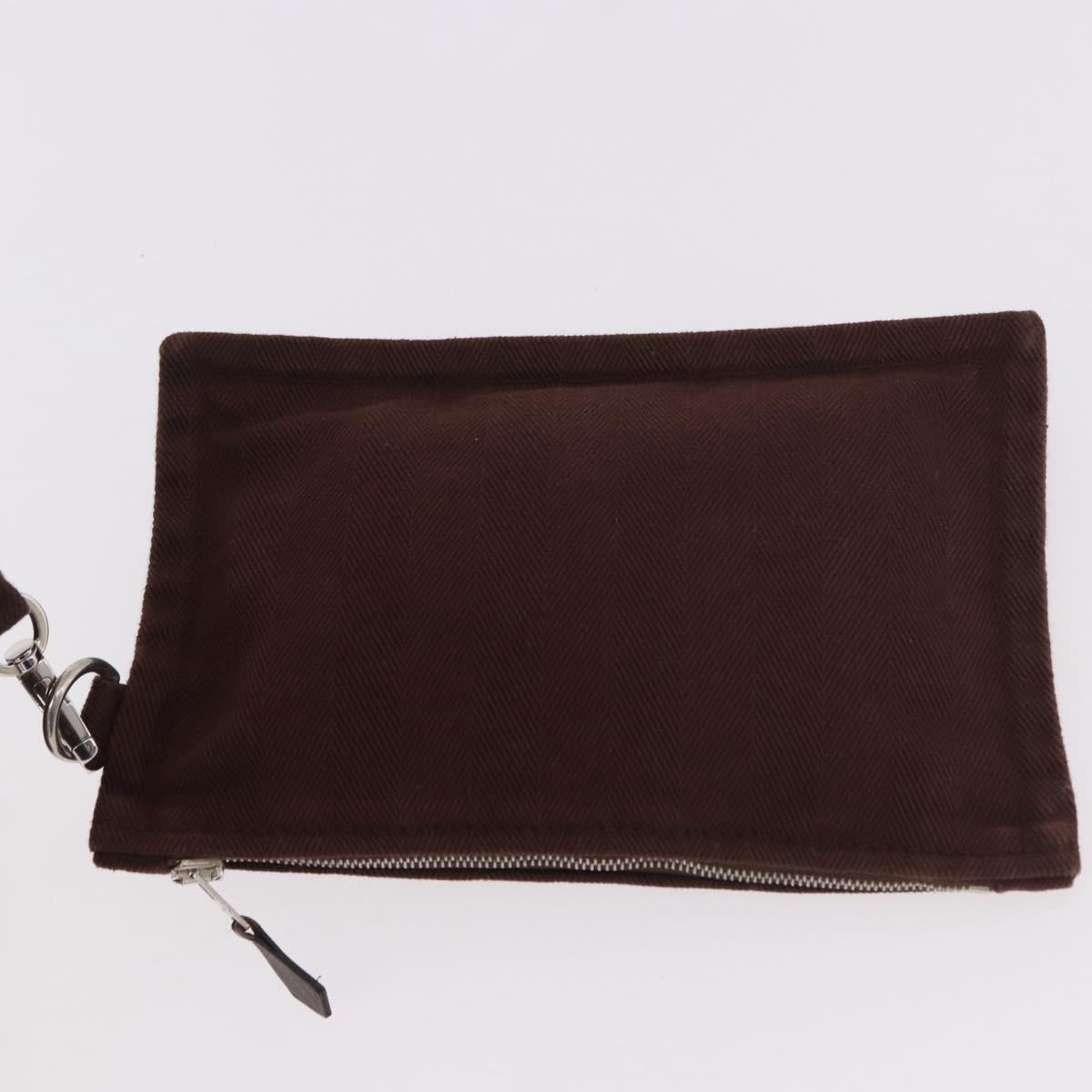 HERMES Valparaiso PM Hand Bag Canvas Leather Brown Silver Auth BA13422