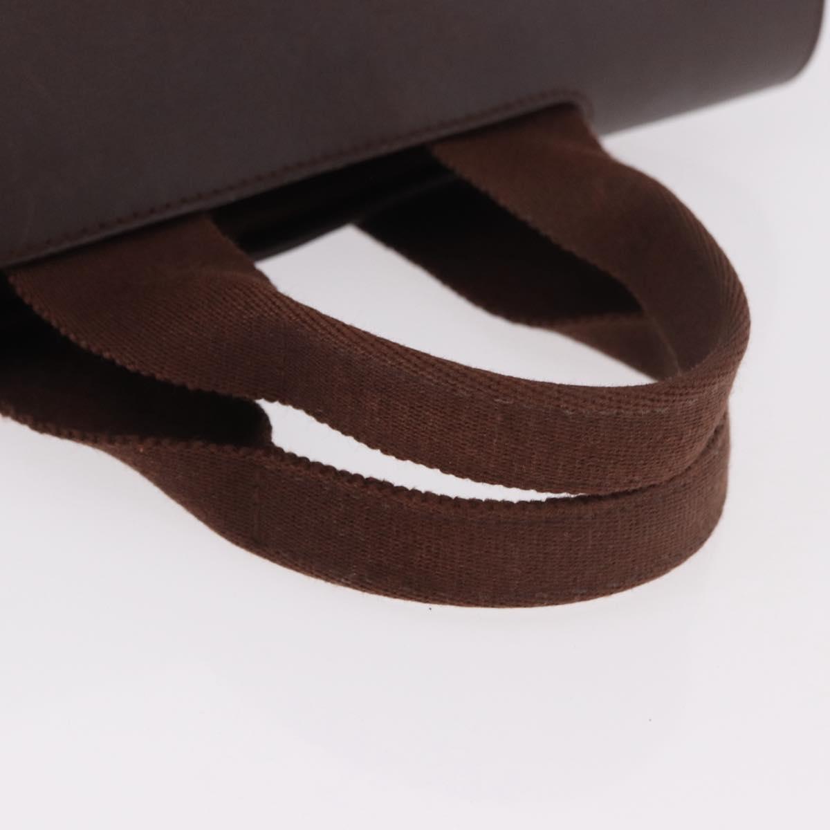 HERMES Valparaiso PM Hand Bag Canvas Leather Brown Silver Auth BA13422