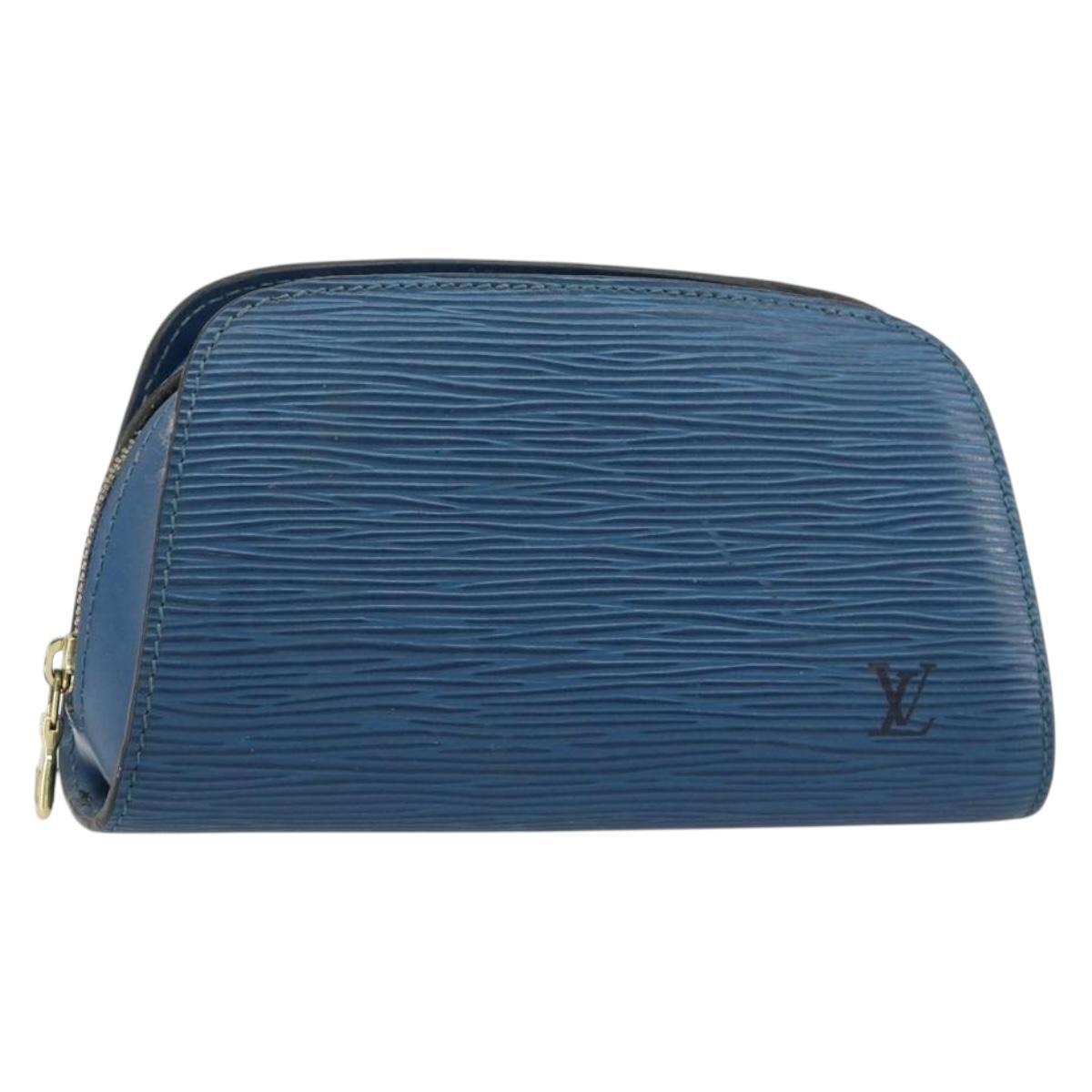 LOUIS VUITTON Epi Dauphine PM Pouch Blue M48445 LV Auth BA13427