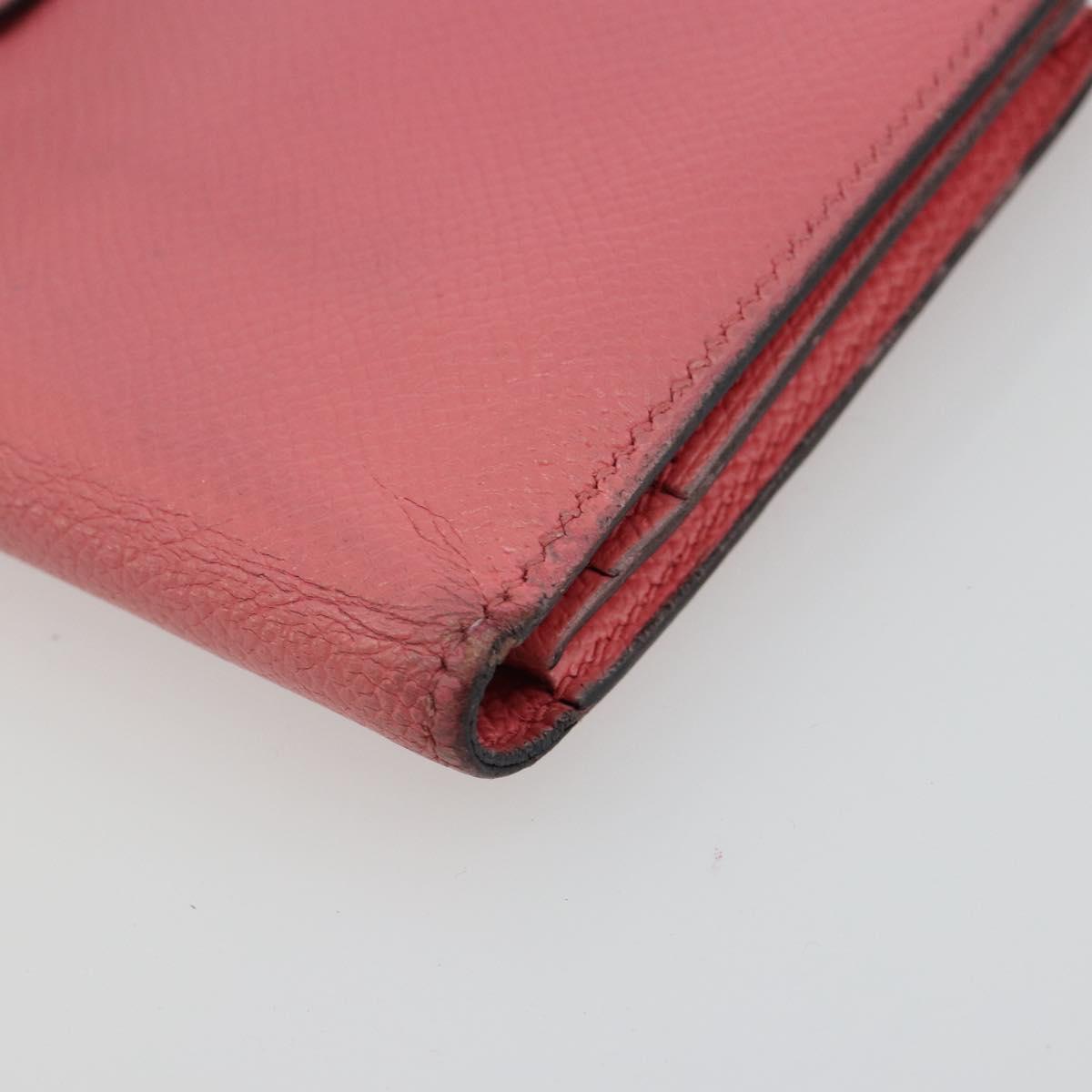 HERMES Bearn Soufflet Wallet Leather Pink Auth BA13430