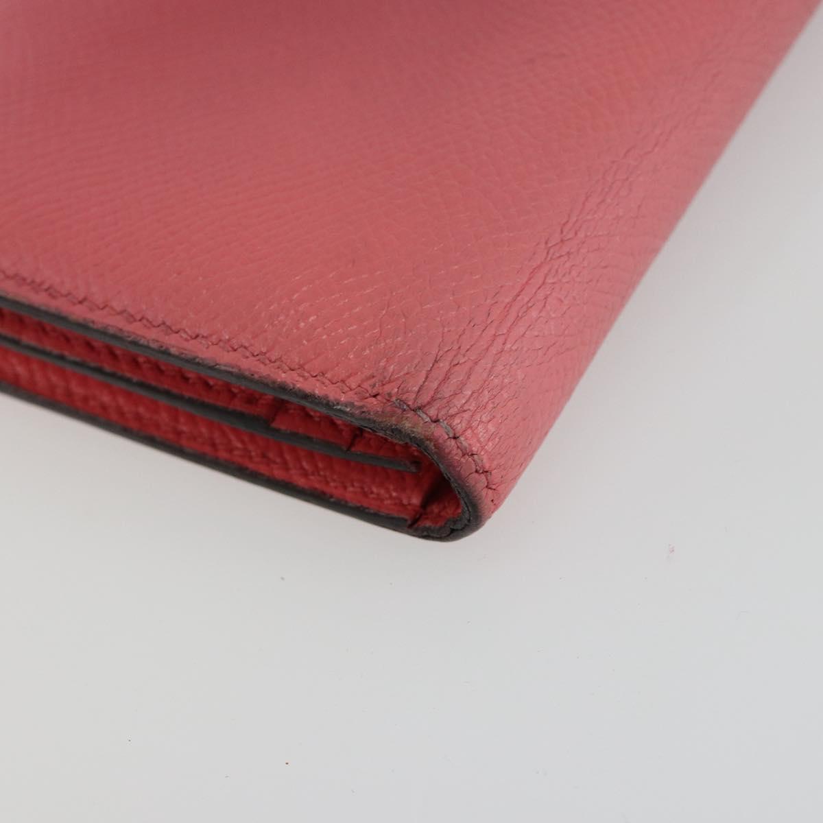 HERMES Bearn Soufflet Wallet Leather Pink Auth BA13430