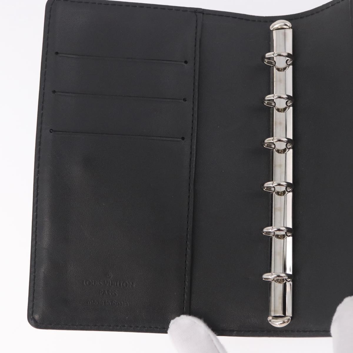 LOUIS VUITTON Monogram mat Agenda PM Planner Cover Black R20932 Auth BA13431A