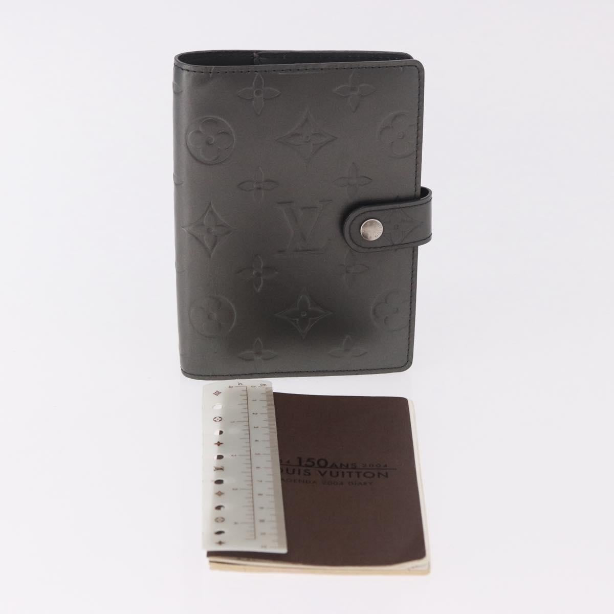 LOUIS VUITTON Monogram mat Agenda PM Planner Cover Black R20932 Auth BA13431A