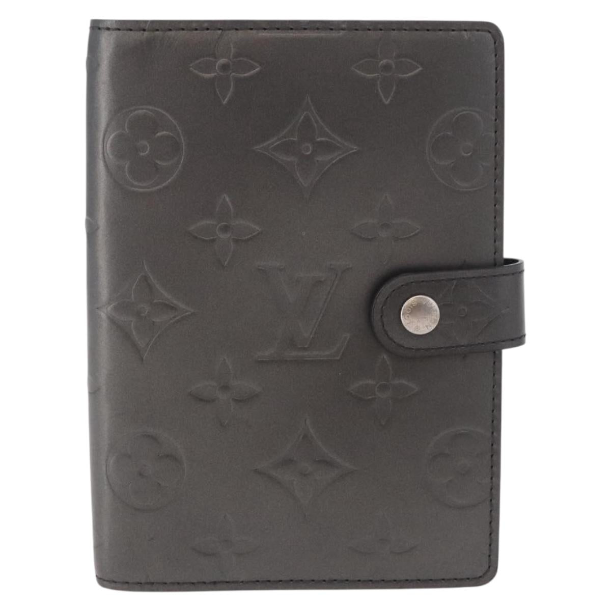 LOUIS VUITTON Monogram mat Agenda PM Planner Cover Black R20932 Auth BA13431A