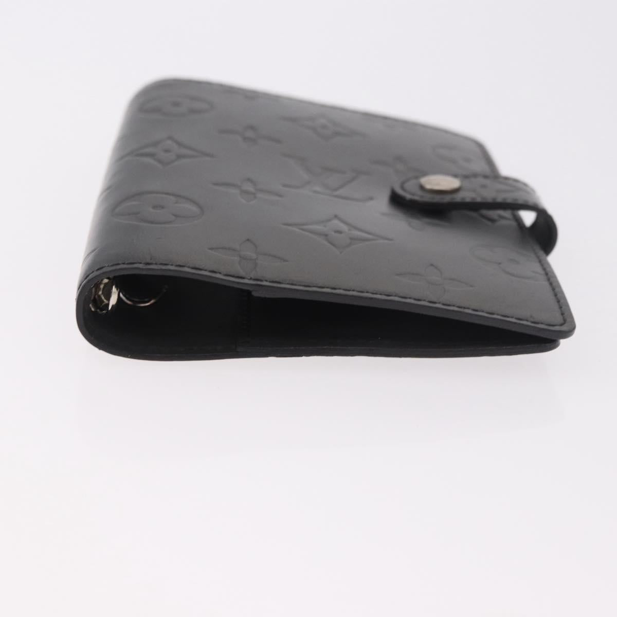 LOUIS VUITTON Monogram mat Agenda PM Planner Cover Black R20932 Auth BA13431A