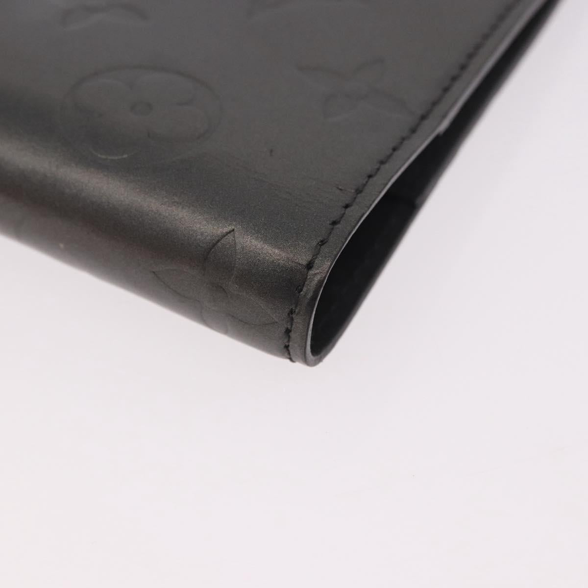 LOUIS VUITTON Monogram mat Agenda PM Planner Cover Black R20932 Auth BA13431A