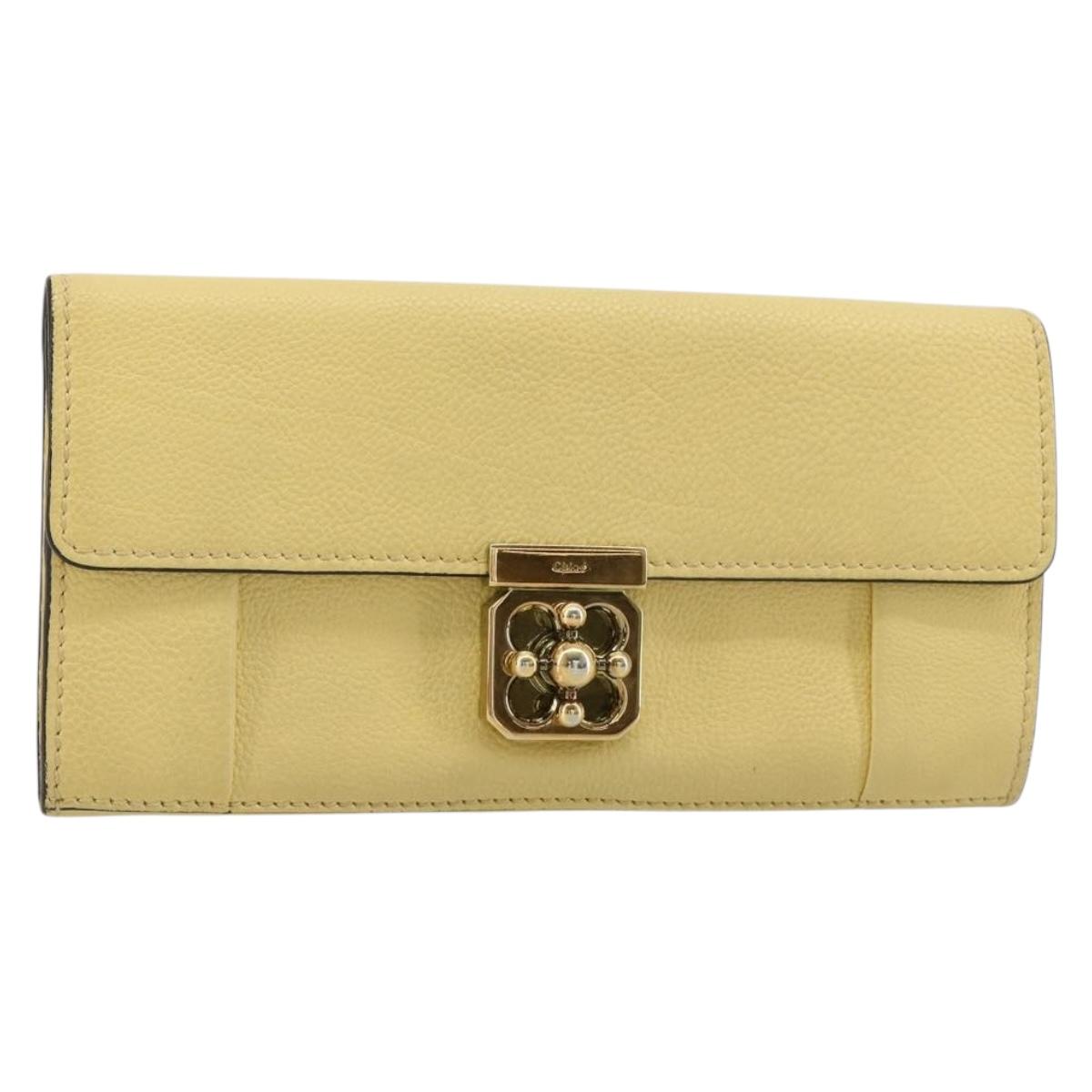 Chloe Long Wallet Leather Yellow Auth BA13434A