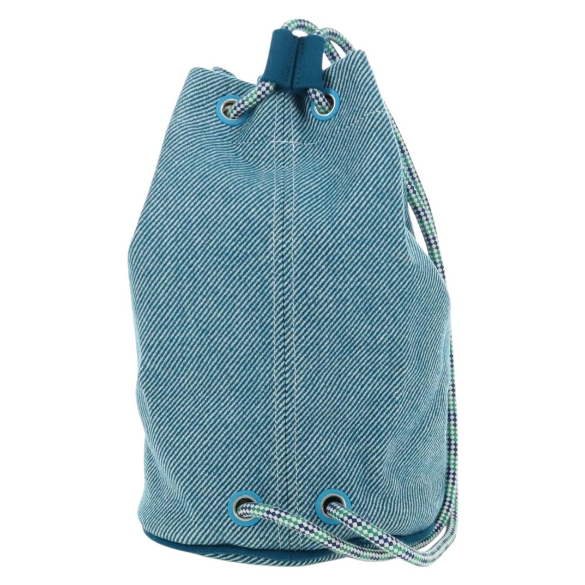 HERMES Purse Epope Shoulder Bag Wool Blue Auth BA13435M