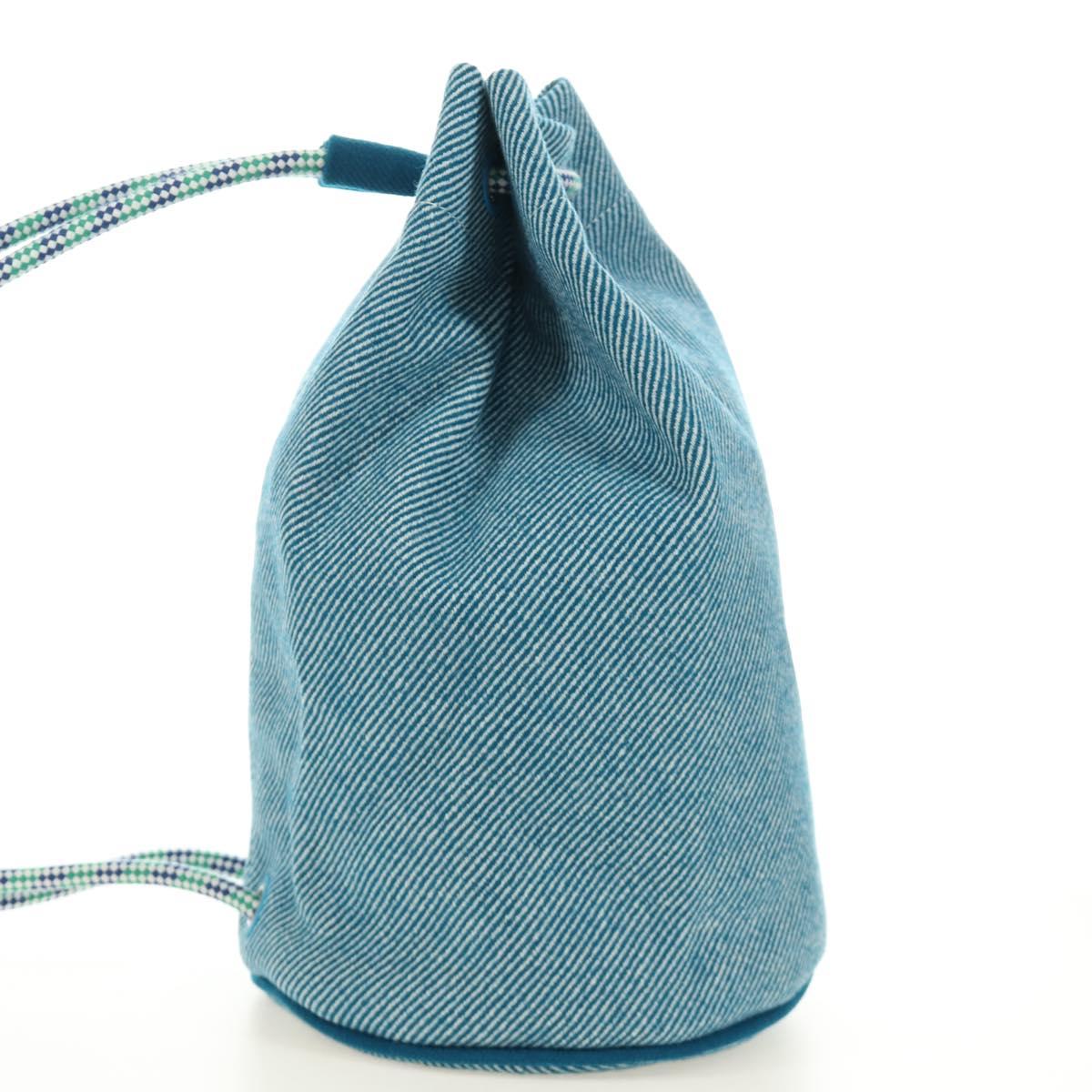HERMES Purse Epope Shoulder Bag Wool Blue Auth BA13435M