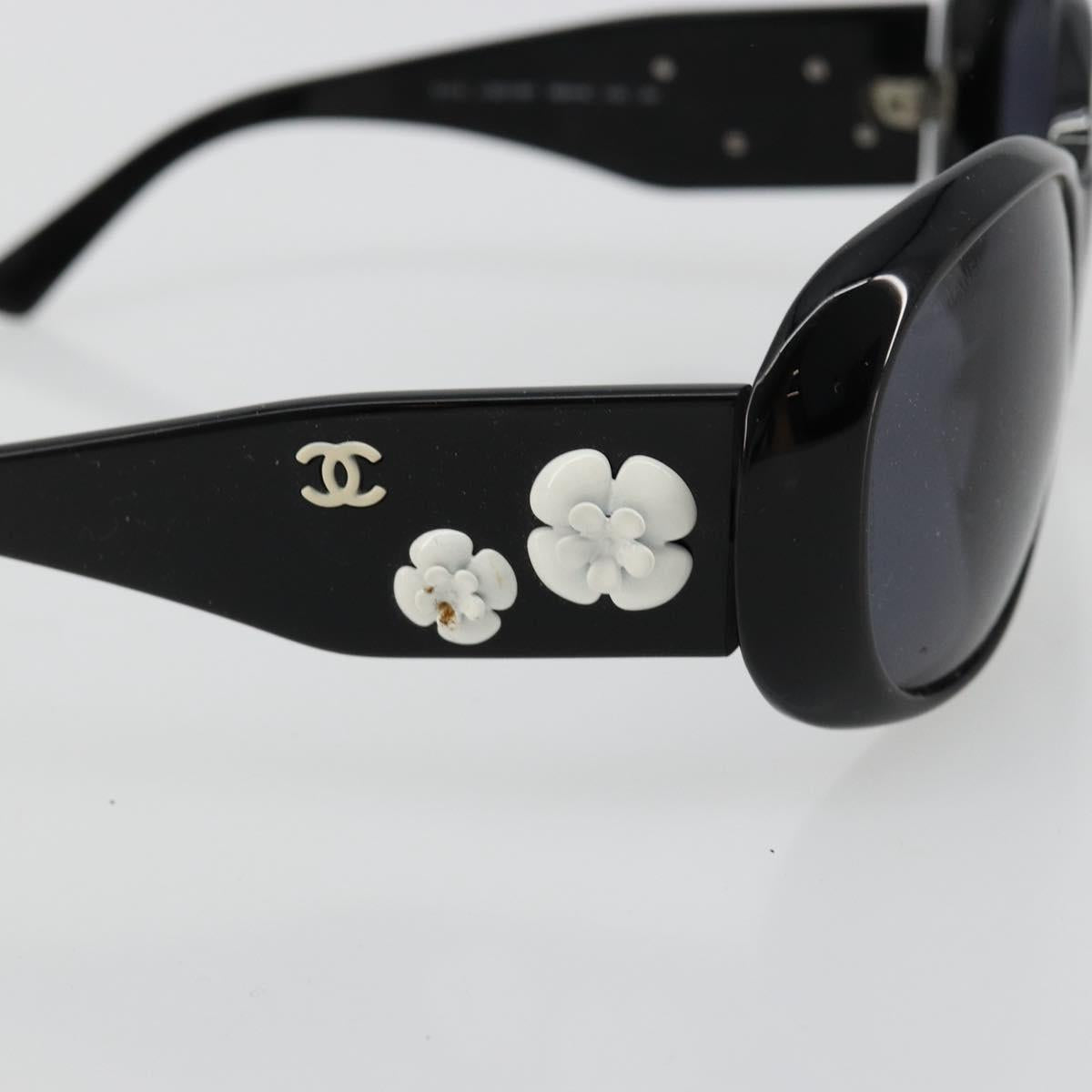 CHANEL Camelia Sunglasses plastic Black CC Auth BA13438