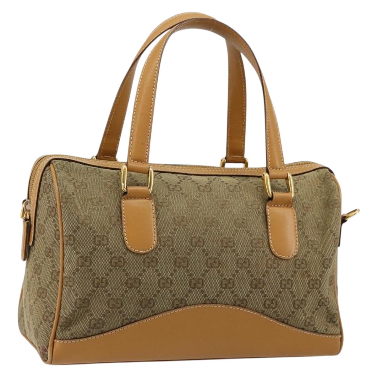 GUCCI GG Canvas Hand Bag Beige Gold 000 3754 0281 Auth BA13448