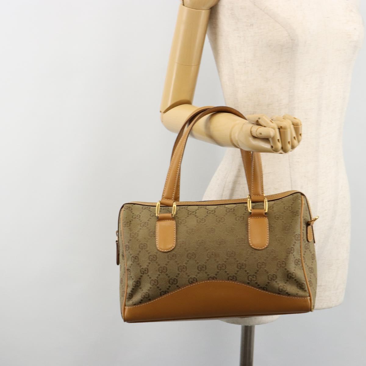 GUCCI GG Canvas Hand Bag Beige Gold 000 3754 0281 Auth BA13448