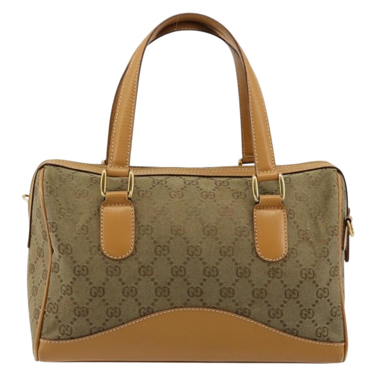 GUCCI GG Canvas Hand Bag Beige Gold 000 3754 0281 Auth BA13448