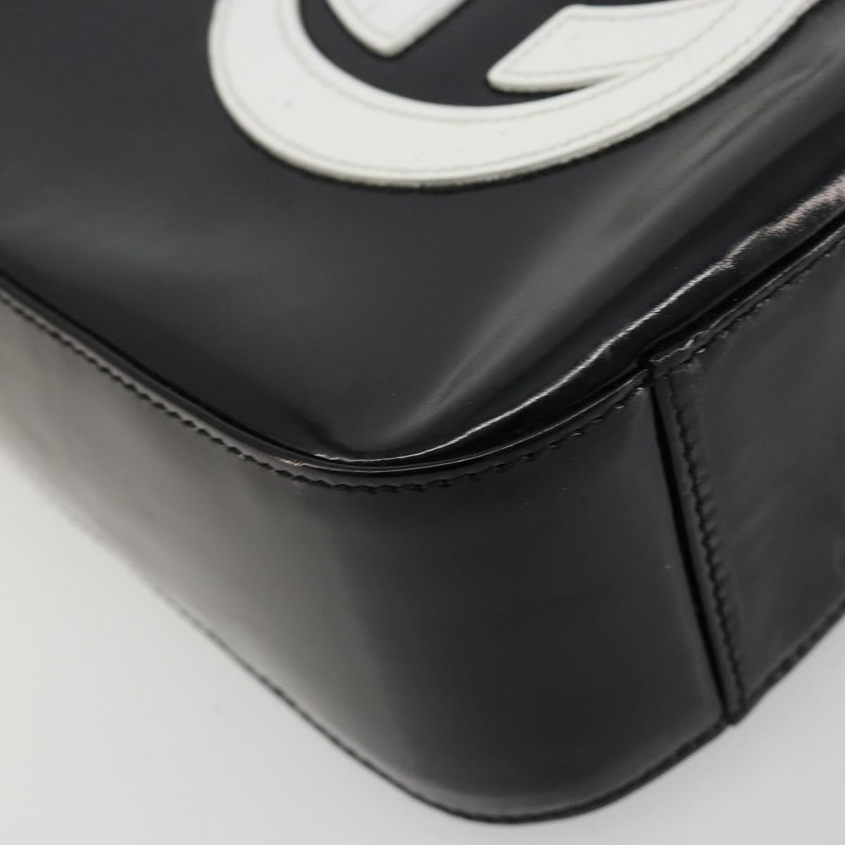 GUCCI Hand Bag Patent leather Black Silver Auth BA13449