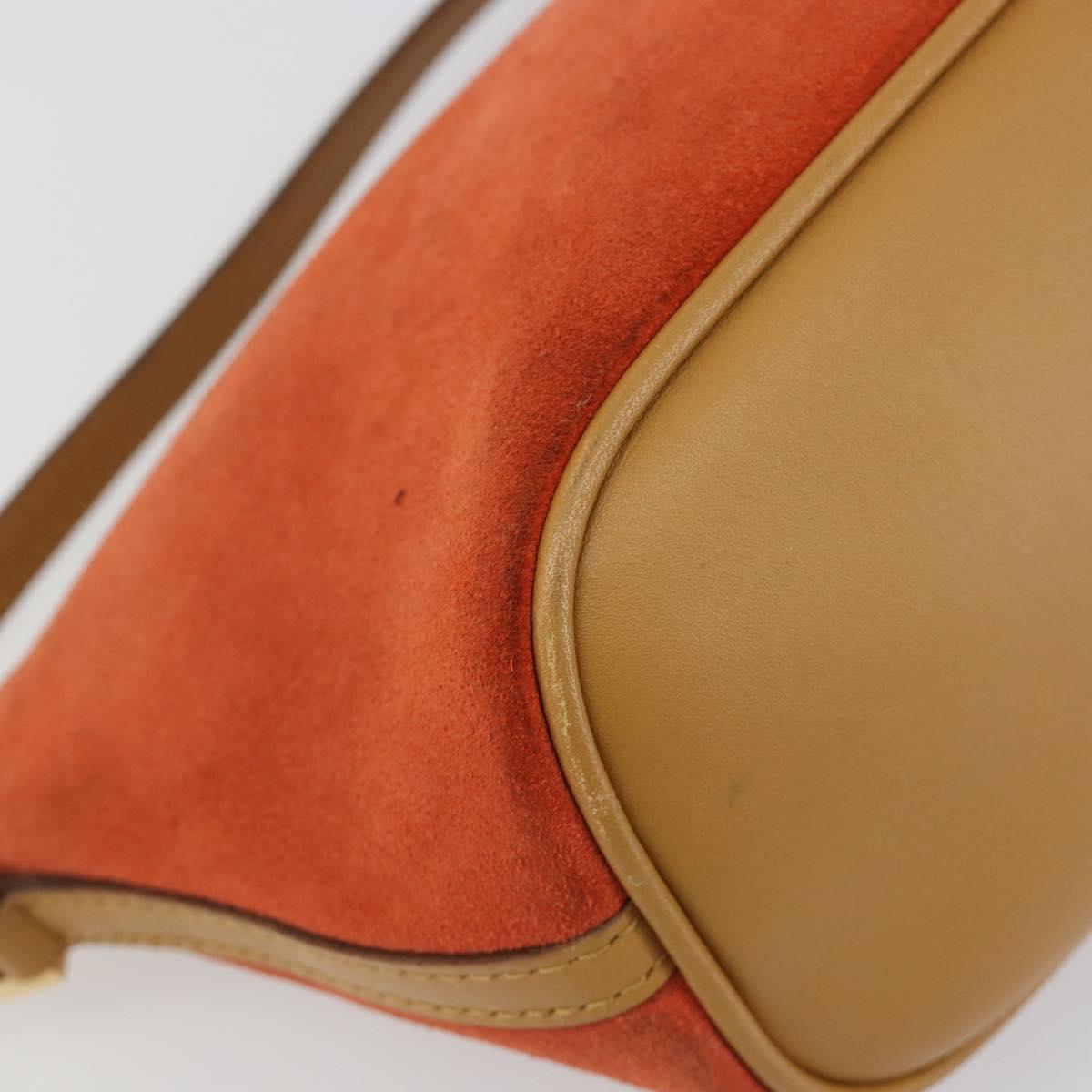 GUCCI Hand Bag Suede Orange Gold 039 1103 Auth BA13451