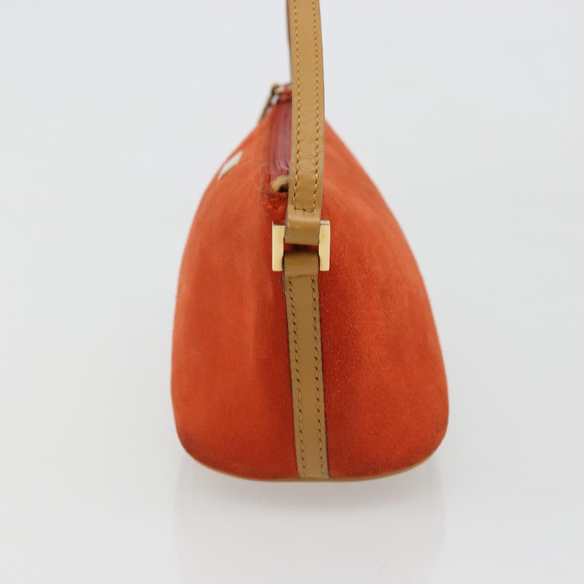 GUCCI Hand Bag Suede Orange Gold 039 1103 Auth BA13451