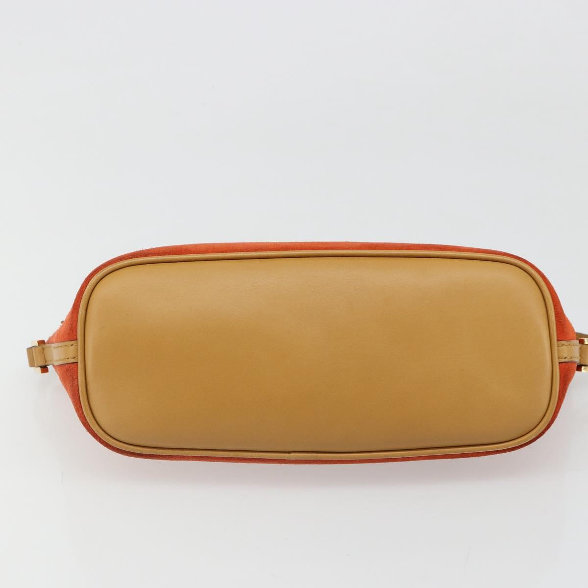 GUCCI Hand Bag Suede Orange Gold 039 1103 Auth BA13451