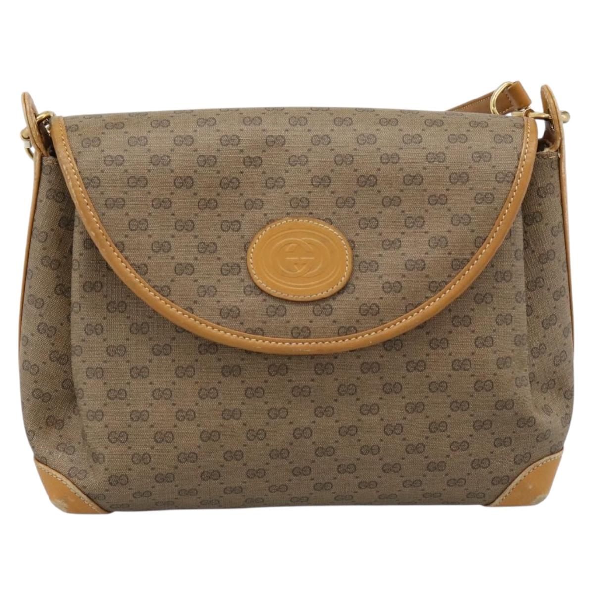 GUCCI Micro GG Supreme Shoulder Bag PVC Beige Gold 001 099 4084 Auth BA13452