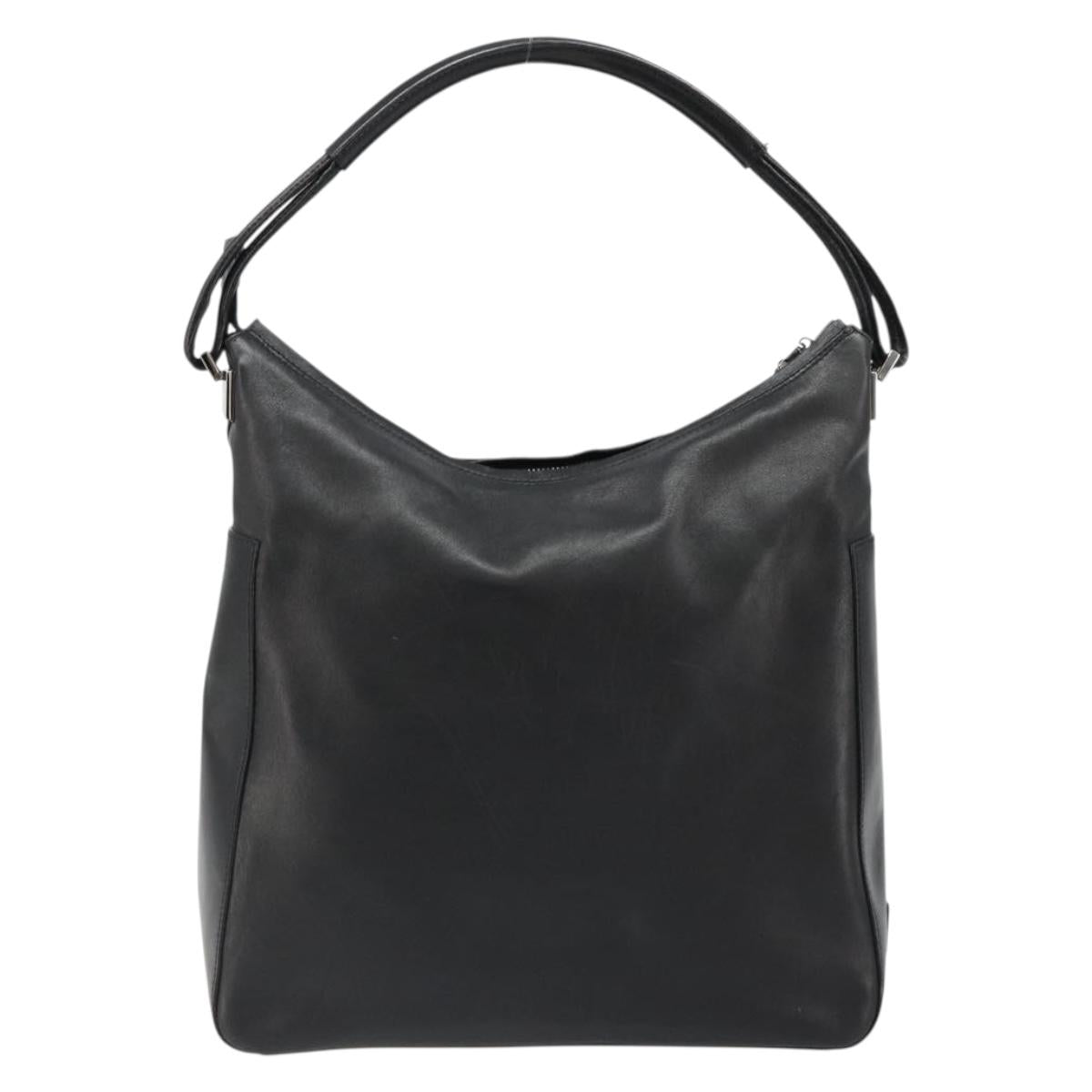 GUCCI Shoulder Bag Leather Black Silver 001 3770 Auth BA13453