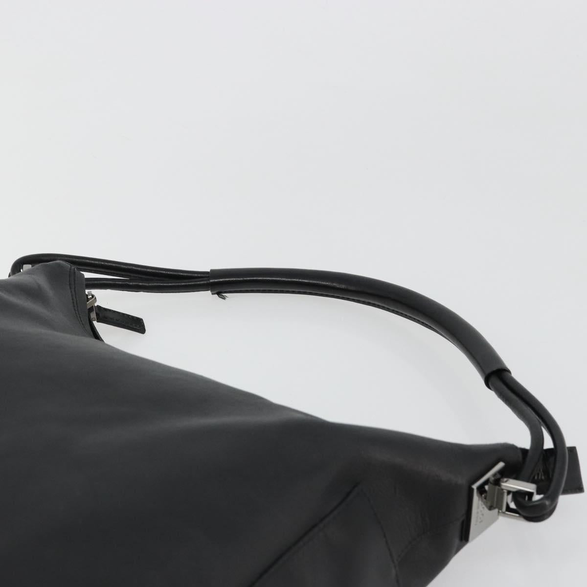 GUCCI Shoulder Bag Leather Black Silver 001 3770 Auth BA13453