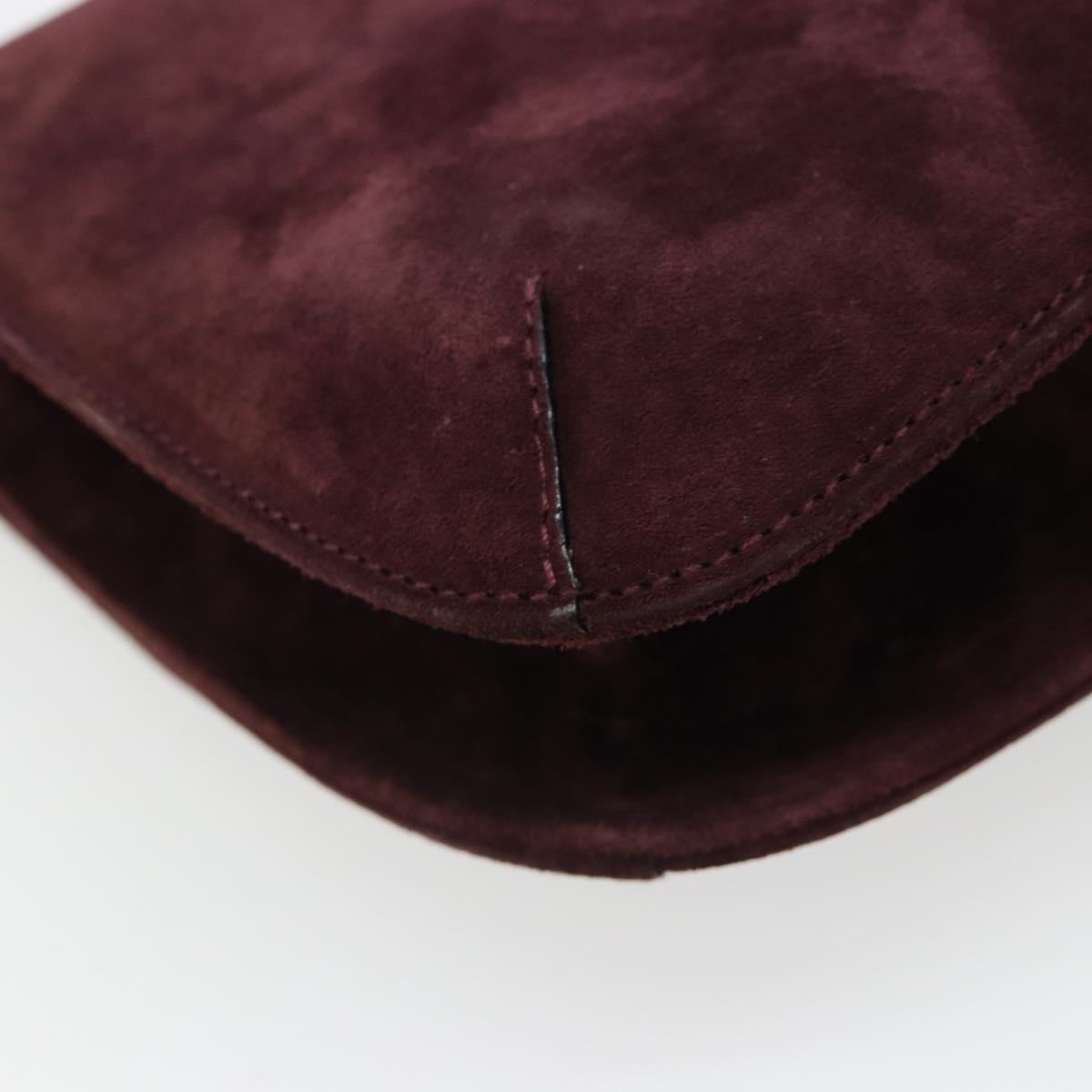 Salvatore Ferragamo Shoulder Bag Suede Bordeaux Gold Auth BA13454A