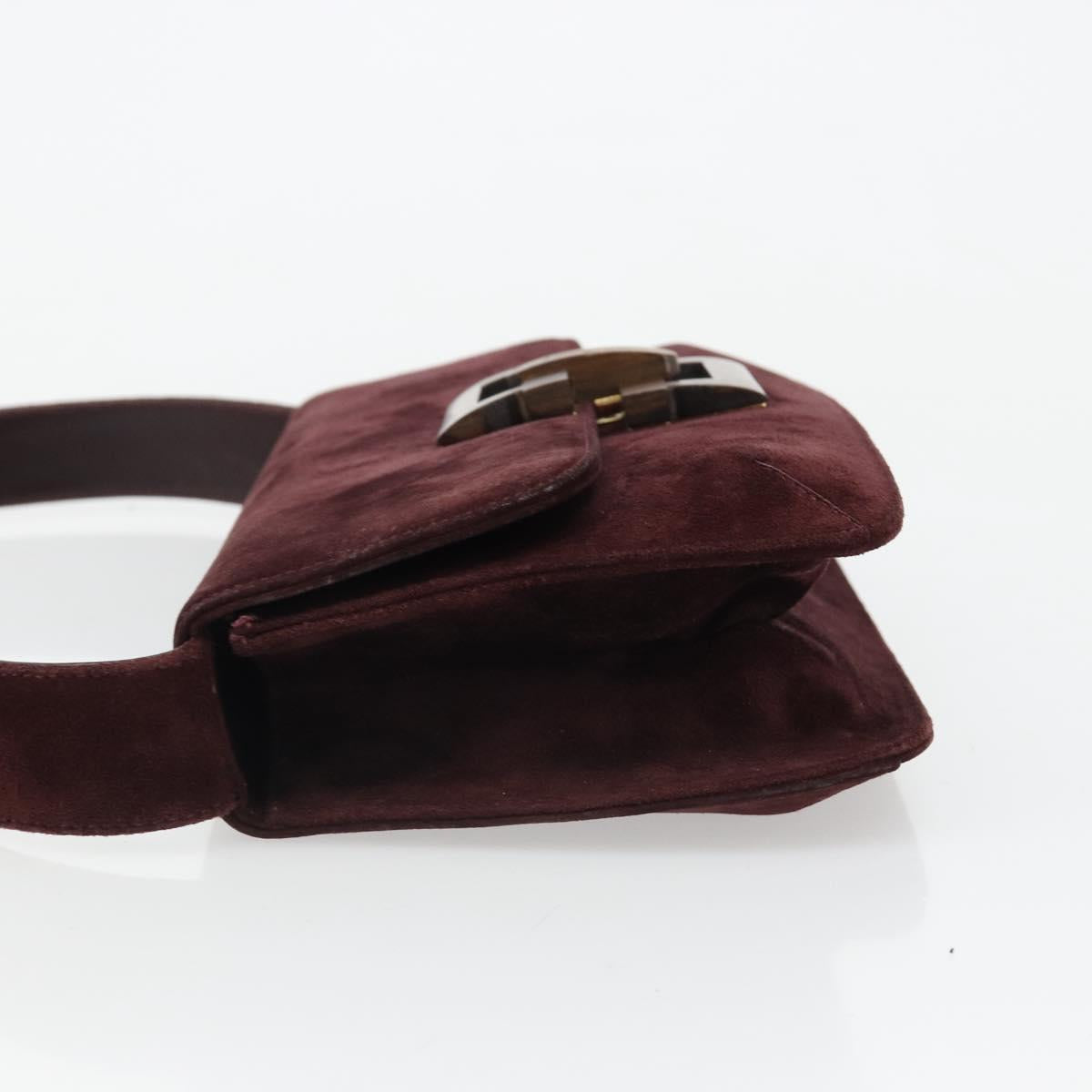 Salvatore Ferragamo Shoulder Bag Suede Bordeaux Gold Auth BA13454A